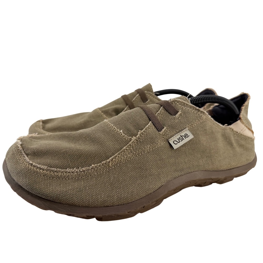 Cushe M Slipper Mocc Mens 13 Sand Canvas Loafers UM00908 Distressed Slip On